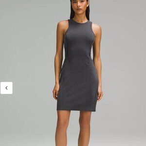 Lululemon Gray Ribbed Softstreme Slim-Fit Tank Dress
